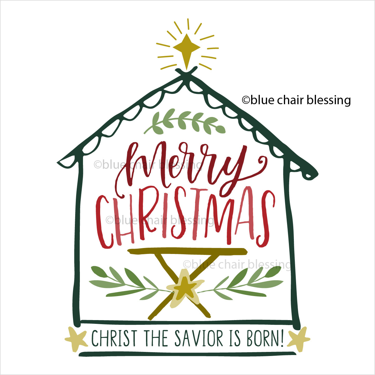 Christian Christmas hand lettered vector clip art and graphics